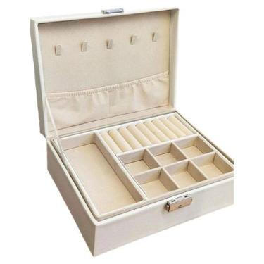 Imagem de Porta Joia Grande Armazenamento Dupla Camada Branco c/ chave  - Davinc