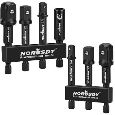 Imagem de Conjunto de adaptador de soquete de impacto de alto torque de 7 peças e suporte de broca magnética, adaptador de soquete de broca de haste sextavada de 1/10.2 cm para unidade de 1/5.1 cm 3/20.3 cm 1