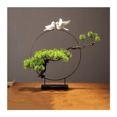 Imagem de Bonsai artificial simulação de planta falsa pinheiro bem-vindo decoração de sala de estar armário escritório árvore falsa