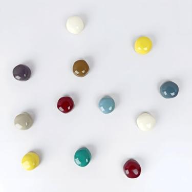 Imagem de Ksriylm 18 peças de ímãs de geladeira fofos coloridos redondos ímãs de geladeira com acabamento brilhante para armário, cozinha, quadro branco, escritório, adesivos magnéticos decorativos fortes
