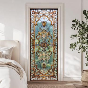Imagem de arricraft 2 adesivos autoadesivos de porta, 80 cm x 199 cm, adesivos de murais de porta de vidro europeus internos de PVC, decoração de papel de parede removível para quartos e sala de estar
