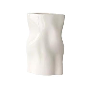 Imagem de Vaso de cerâmica plissado de personalidade criativa ornamentos de sala de estar simples arranjo de flores decorações de mesa vasos de flores (A)