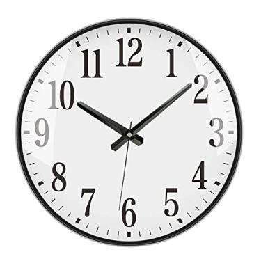 Imagem de Relógio de parede decorativo de quartzo de 35,5 cm, silencioso, clássico, sem tique-taque, operado por bateria, redondo, fácil de ler, relógios de casa/escritório