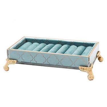Imagem de Ymiko Retro Jóias Expositor Requintado Elegante Pavão Azul Jóias Rack Titular para Casa Loja Organizador Resina Tecido Acessórios Decorativos (Bandeja de anel)