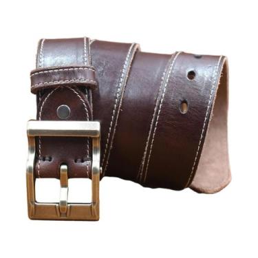 Imagem de Cinto Masculino De Couro Genuíno De Couro Bovino Natural Com Fivela De