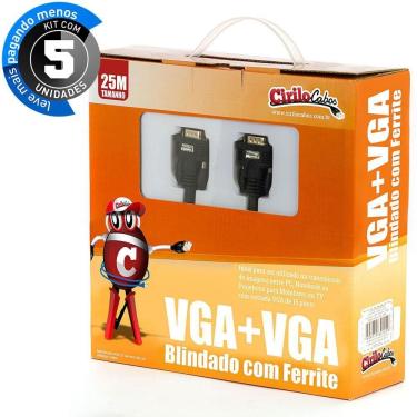 Imagem de Cabos Vga Blindado - 25 Mt Cirilo Cabos - Kit 5