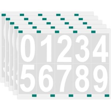 Imagem de Conjunto de 5 adesivos com número de caixa de correio, decalques de vinil de 7,6 cm, autoadesivos, refletivos, à prova d'água, para sinais, portas, carros, caminhões, residência, endereço comercial