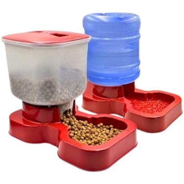 Imagem de Kit Comedouro e Bebedouro Automático Pet 10L + 8L | Alimentador para Cães e Gatos Médio e Grande Porte(VERMELHO - KIT MENPLAST)
