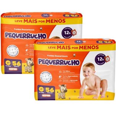 Imagem de Kit 2 Fraldas Descartáveis Pequerrucho Hiper Todos Os Tamannhos, G