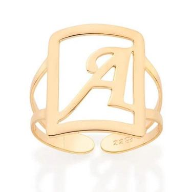 Imagem de Anel banhado ouro 3x 24k 18k e 22k feminino de letra rommanel grande m
