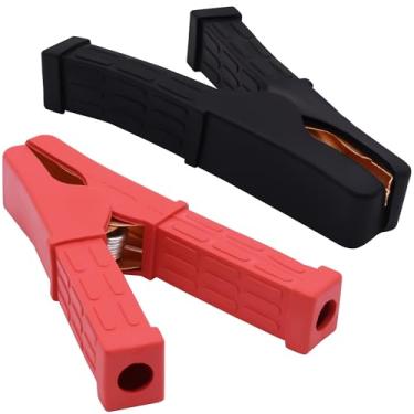 Imagem de CybNemo Clipes jacaré 100A banhados a cobre bateria de carro braçadeira de crocodilo isolados grampos de cabo jumper resistente para caminhão barco automotivo - 2 peças (vermelho e preto)