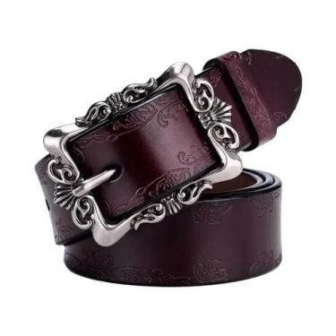 Imagem de Cinto De Couro Genuíno Preto Para Mulheres, Casual, Estilo Punk, Marca