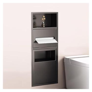 Imagem de Prateleira de nicho de chuveiro de aço inoxidável - Suporte de papel higiênico embutido e rack de lixo embutido para banheiro, cozinha e sala de estar - Solução organizadora durável e elegante