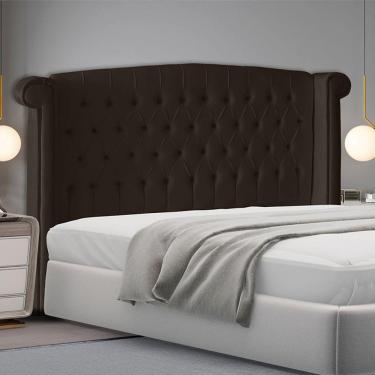 Imagem de Cabeceira De Cama Box Toquio Casal Queen 160 Cm Suede Marrom Do Lar Móveis E Decoração