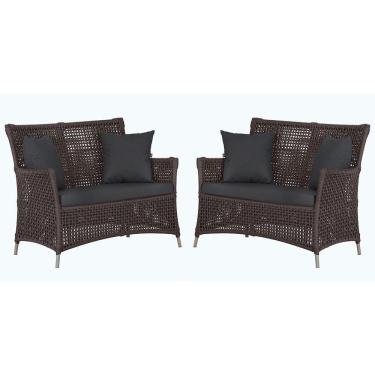 Imagem de 2 Sofás área Externa Igapó Alumínio Fendi Corda Náutica E11 Marrom