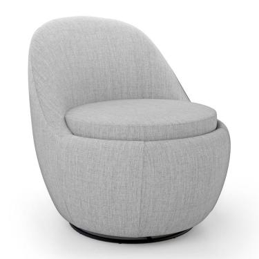 Imagem de Poltrona Orgânica Living Memphis Base Giratória Linho Cinza Claro - Desk Design