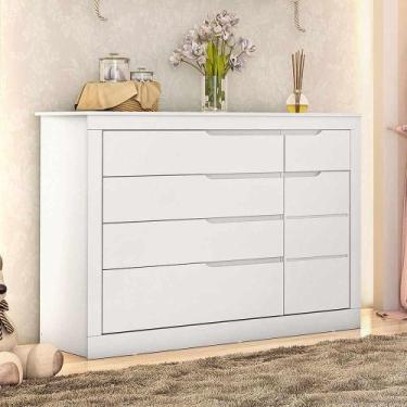 Imagem de Cômoda Infantil Grande 5 Gavetas 1 Porta Fraldario Cléo 100% MDF Branc