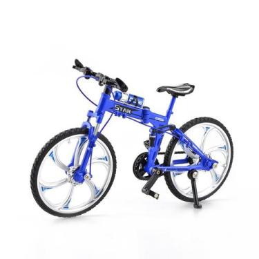 Imagem de Brinquedo modelo de bicicleta de liga dobrável para crianças azul 17,8