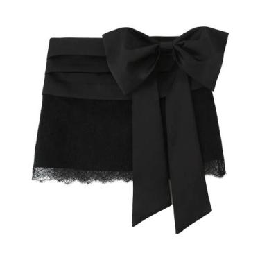 Imagem de Conjunto De Vestido Feminino Preto Com Renda, Manga Longa E Minissaia 
