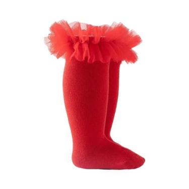 Imagem de Meias Até O Joelho Para Bebês Meninas, Algodão Macio, Renda De Malha C