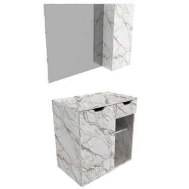 Imagem de Conjunto Para Banheiro Gabinete Bn3605x02 Marmore Branco - TECNO MOBIL