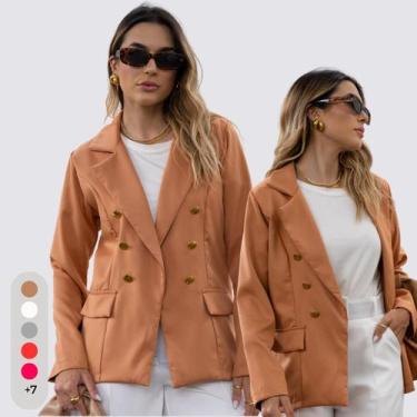 Imagem de Blazer Feminino Alfaiataria Com Botões - IV STORE, Caramelo, GG(46-48)