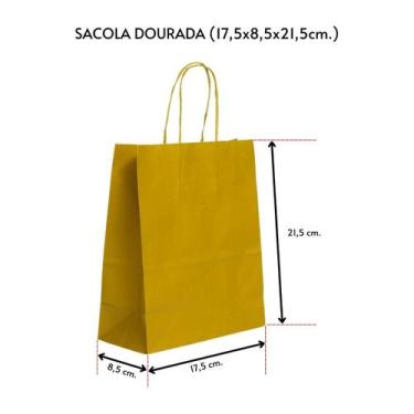 Imagem de Sacola para presente kraft dourada 17,5x8,0x21,5 c/ 10 un. - TAMAROZZI