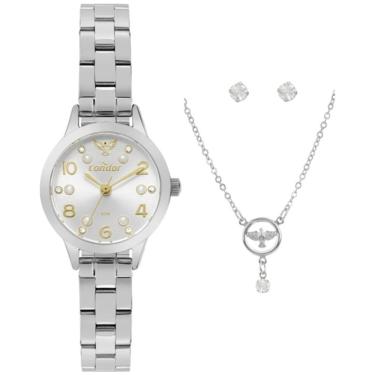 Imagem de Relógio Condor Feminino Ref: Co2035nim/k4k Prateado Espírito Santo + Semijóia