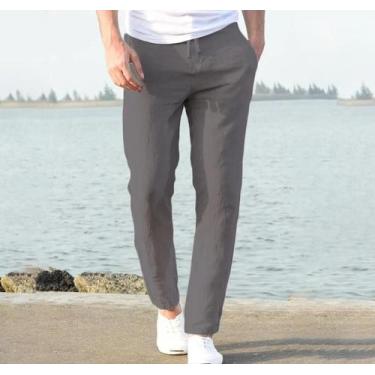 Imagem de Calças Jogger Masculinas De Algodão E Linho Respiráveis, Estilo Street