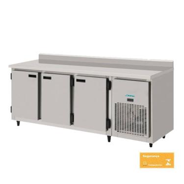 Imagem de Balcão Refrigerado Encosto de Inox 3 Portas 2 mts interior Galvanizado 74KBSC200D Kofisa
