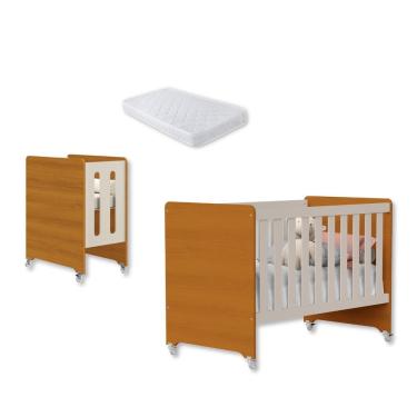 Imagem de Berço Americano 4 em 1 Evolution Areia/Savana com Colchão para Mini Berço