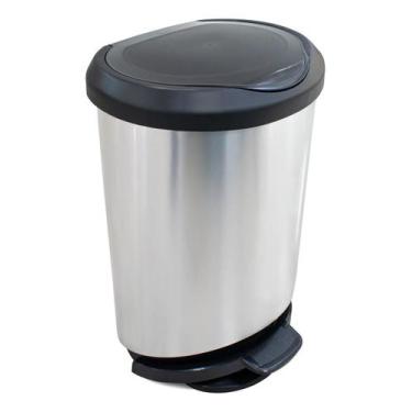 Imagem de Lixeira Cozinha Preto 45l 65x35cm Plastico - Brazil Home Living