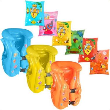 Imagem de Colete Inflável Infantil Com Boia De Braço Kit Piscina Segurança Aquát