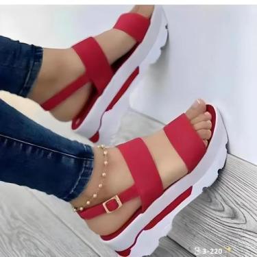 Imagem de Sandálias Femininas De Plataforma Baixa Com Salto Wedge, Moda De Verão