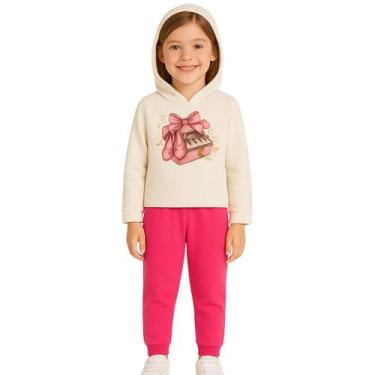 Imagem de Conjunto Infantil Menina Moletom Peluciado Com Capuz Kyly, 6, Off whit