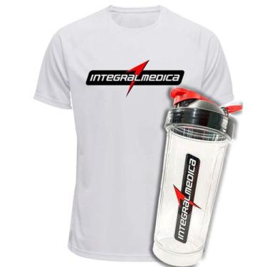 Imagem de Kit Camiseta Integralmedica Coqueteleira 600ml Tritan DryFit -, Branco