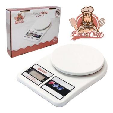 Imagem de Balança digital para cozinha 10kg branca Bons cheff a pilha ( pilhas n