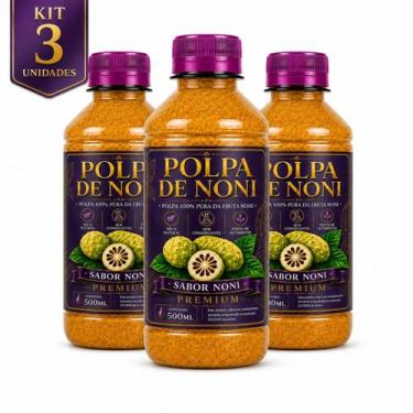 Imagem de Kit 3 Unidades Polpa De Noni Natural 500ml Produto Lacrado - morinda