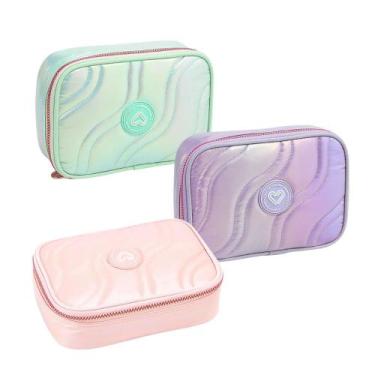 Imagem de Estojo Escolar Lapis Box Holografico Waves Color Up Cor Lilás Holográf