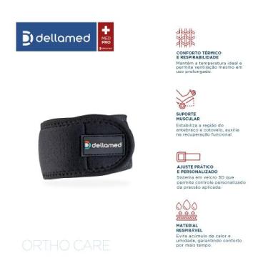 Imagem de Tennis Elbow Dellamed com Neoprene Ajustável, Coxim Interno e Conforto