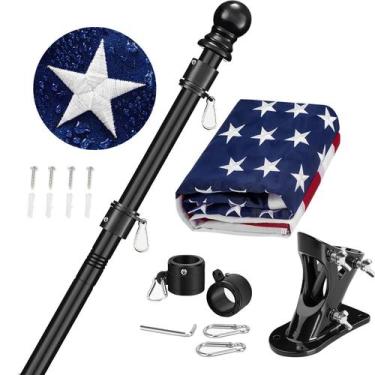 Imagem de Kit de Mastro para Bandeira JPorton 1,8 m Aço Preto com Bandeira Ameri