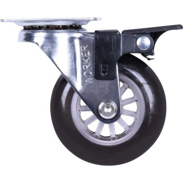 Imagem de Rodízio 440353 Giratório com Freio Movimentação Suave 75mm Fumê Worker