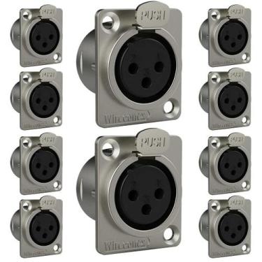 Imagem de Conector Xlr Femea Wc 1023 Fp Bk Ni 3p Painel Wireconex 10 Unidades