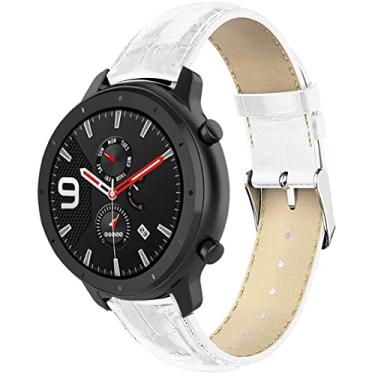 Imagem de Pulseiras NSmart compatíveis com Amazfit GTR 47MM / GTR 2 / GTR 2e / GTR 3 / GTR 4 (Branco em couro)