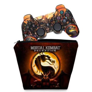Imagem de Capa Case E Skin Adesivo Compatível Ps3 Controle - Mortal Kombat B - P