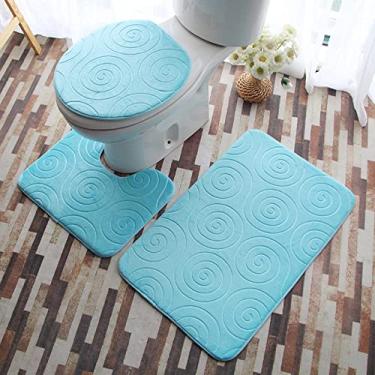 Imagem de Tapete de flanela impressão listrado antiderrapante tapete de banheiro absorvente sala de estar quarto tapete de pés, conjunto L 3 peças