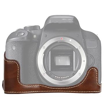 Imagem de HONGYAN capa da câmera 1/4 de polegada de linha de couro PU câmera metade da câmara para CANON EOS 77D / 800D acessórios para câmera