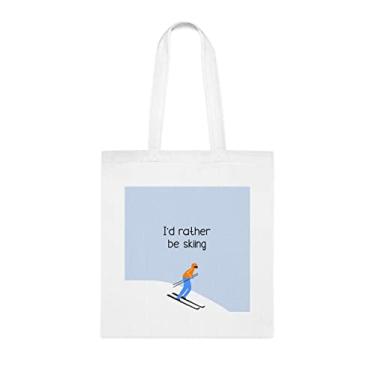 Imagem de Bolsa de esqui para homem, eu prefiro estar esquiando, presente para homem de esqui, bolsa de ombro para homem de esqui, bolsas reutilizáveis para homem de esqui, ideia de presente