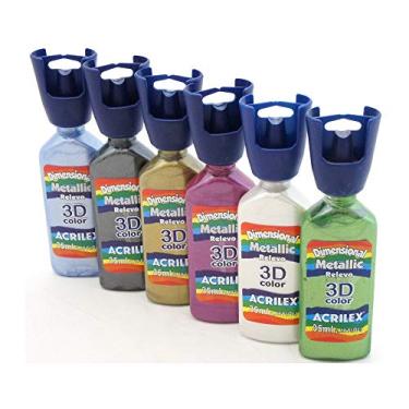 Imagem de Tinta Dimensional Metálica Relevo 3D Acrilex 35 ml Azul Caribe - 560