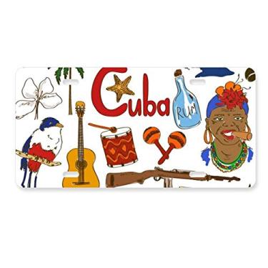 Imagem de DIYthinker Cuba Landscap Animals Bandeira nacional placa de licença decoração de carro acessório de aço inoxidável